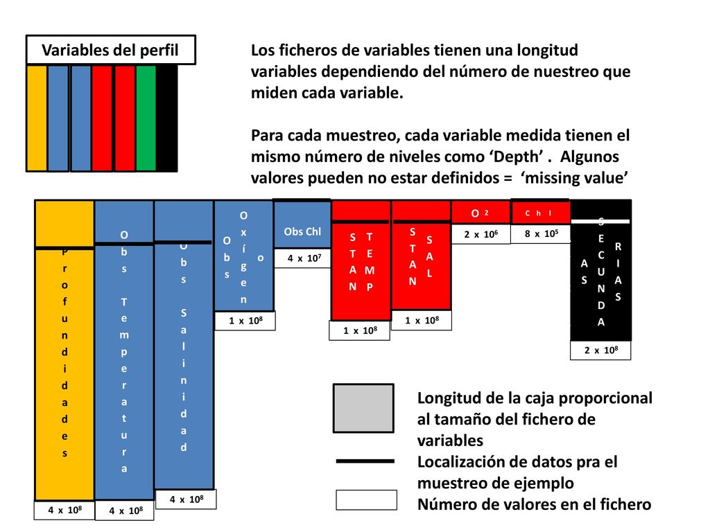 Longitud de la caja proporcional al tamaño del fichero de variables