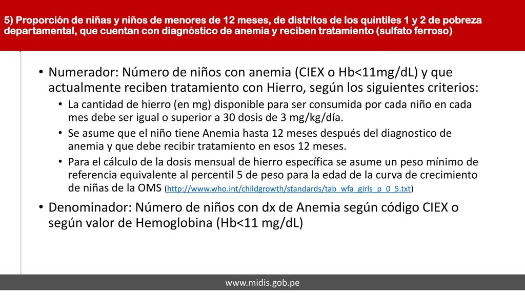 3) Proporción de niñas y niños menores de 1 año afiliados al SIS, de los distritos de quintil 1 y 2 de pobreza departamental, que reciben: CRED completo según edad, Vacunas de Neumococo y Rotavirus, Suplementación con hierro y dosaje de hemoglobina entre los 6 y 8 meses – Programa nacional CUNAMAS
