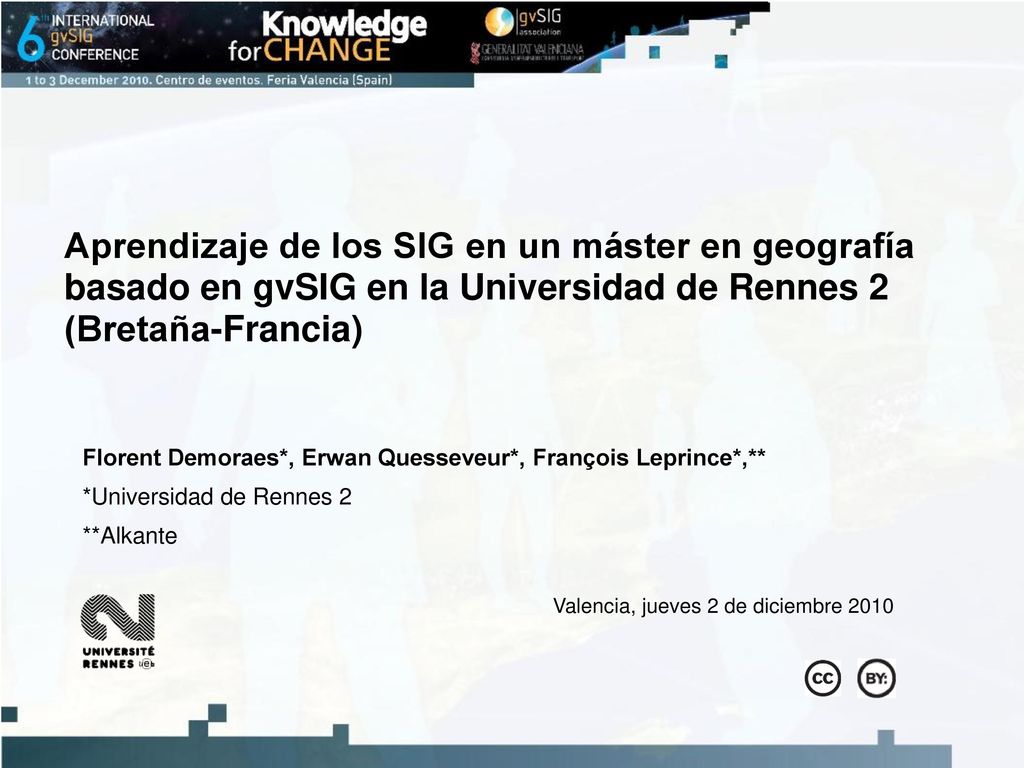 Aprendizaje de los SIG en un máster en geografía basado en gvSIG en la Universidad de Rennes 2 (Bretaña-Francia)