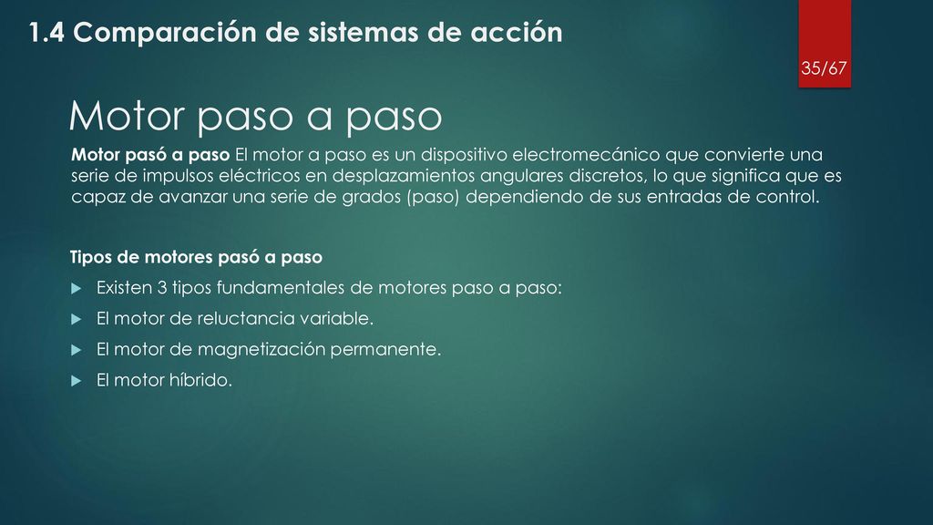 Motor paso a paso 1.4 Comparación de sistemas de acción