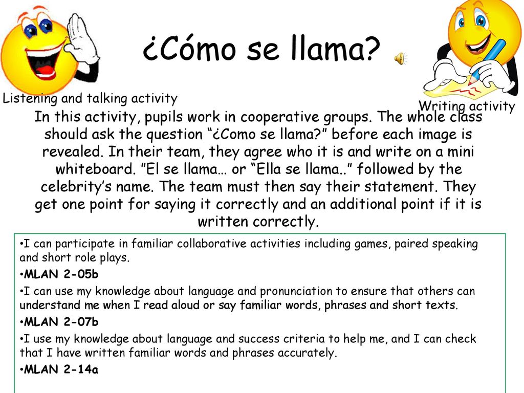 ¿Cómo se llama Listening and talking activity. Writing activity.