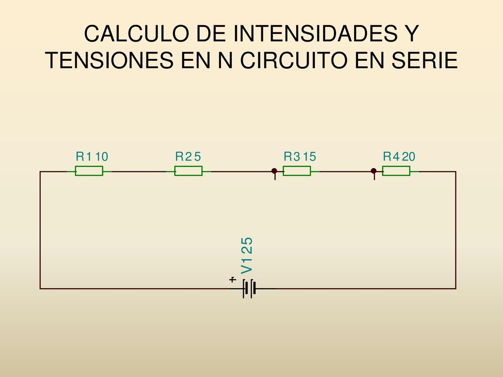 CALCULO DE INTENSIDADES Y TENSIONES EN N CIRCUITO EN SERIE