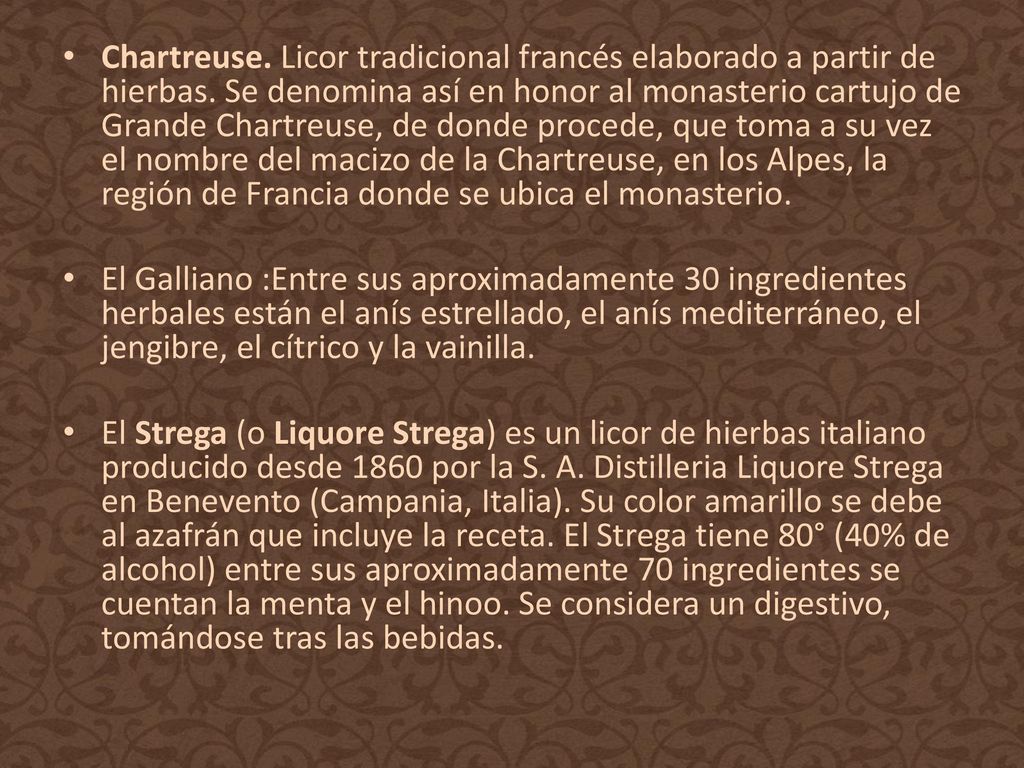 Chartreuse. Licor tradicional francés elaborado a partir de hierbas