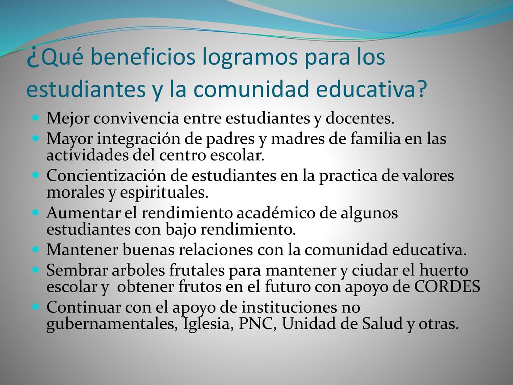 ¿Qué beneficios logramos para los estudiantes y la comunidad educativa