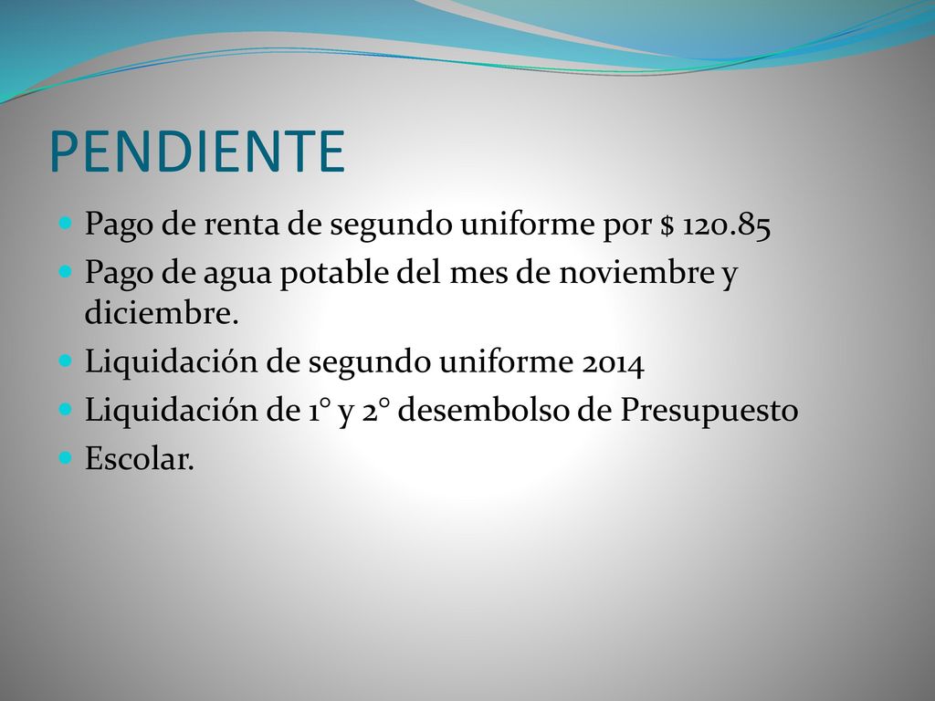PENDIENTE Pago de renta de segundo uniforme por $