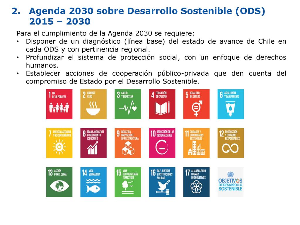 2. Agenda 2030 sobre Desarrollo Sostenible (ODS) 2015 – 2030