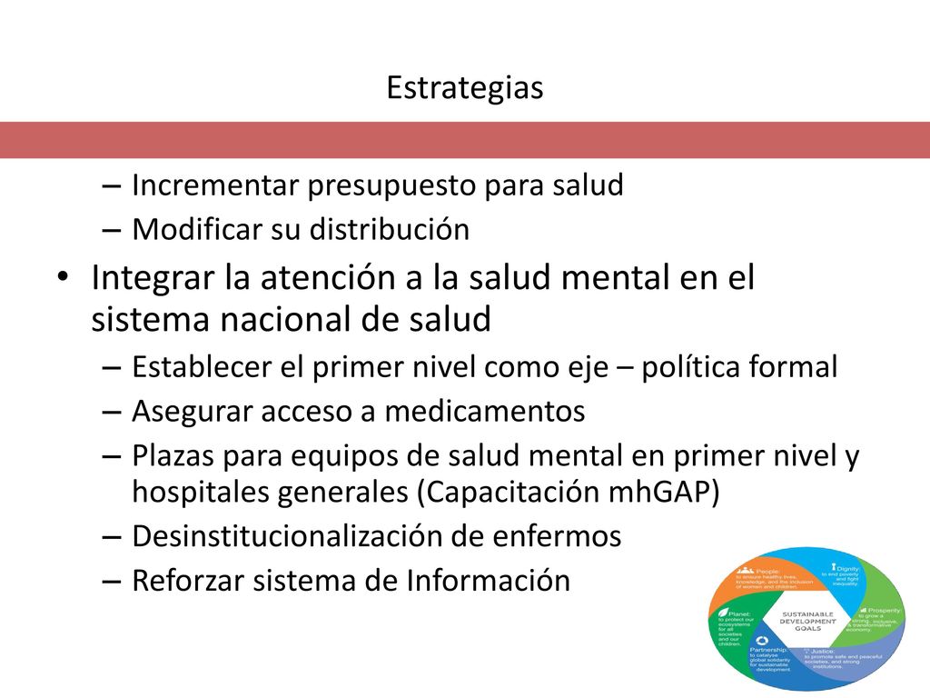 Integrar la atención a la salud mental en el sistema nacional de salud