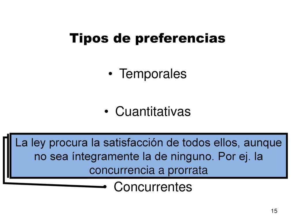 Tipos de preferencias Temporales Cuantitativas Excluyentes