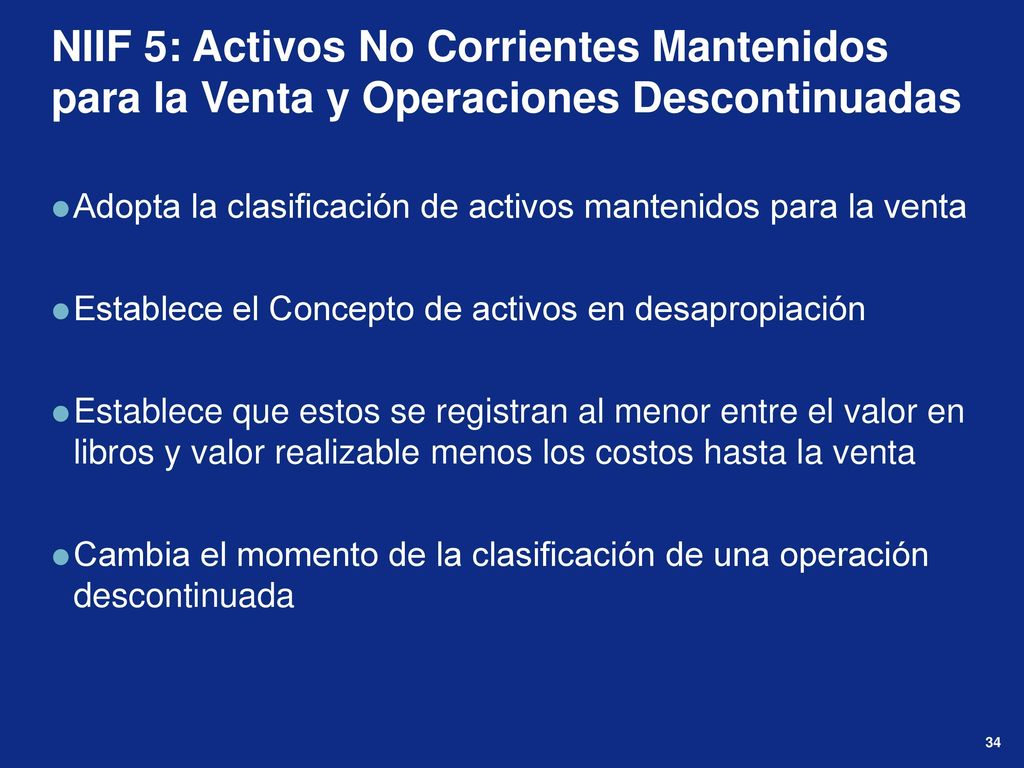 NIIF 5: Activos No Corrientes Mantenidos para la Venta y Operaciones Descontinuadas