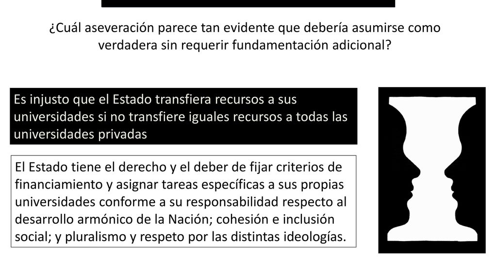 ¿Cuál aseveración parece tan evidente que debería asumirse como verdadera sin requerir fundamentación adicional