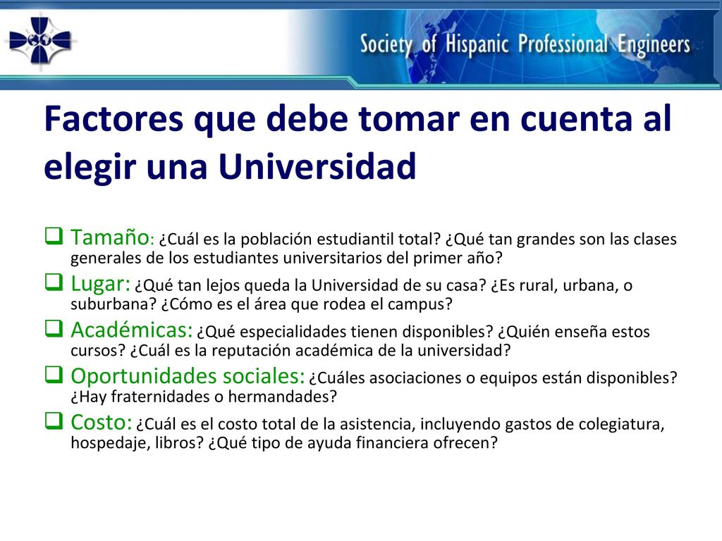 Factores que debe tomar en cuenta al elegir una Universidad