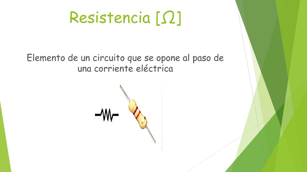 Resistencia [Ω] Elemento de un circuito que se opone al paso de una corriente eléctrica