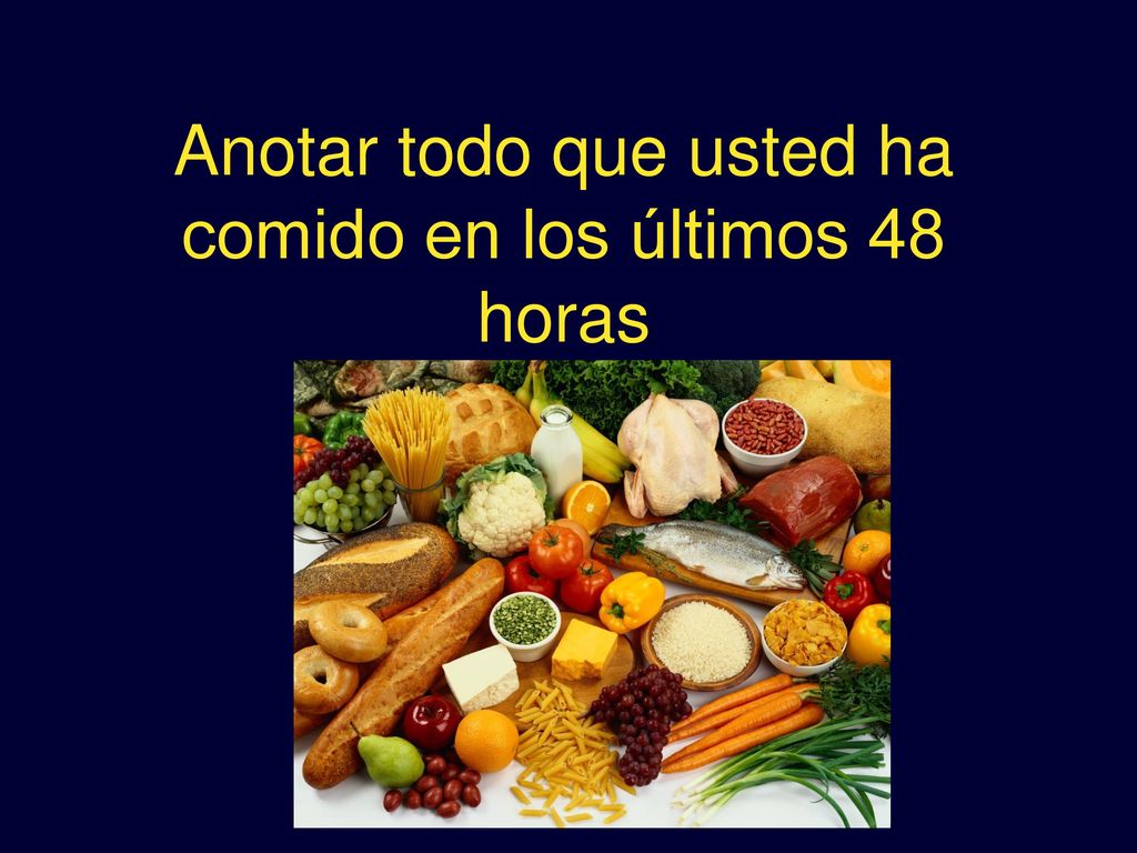 Anotar todo que usted ha comido en los últimos 48 horas