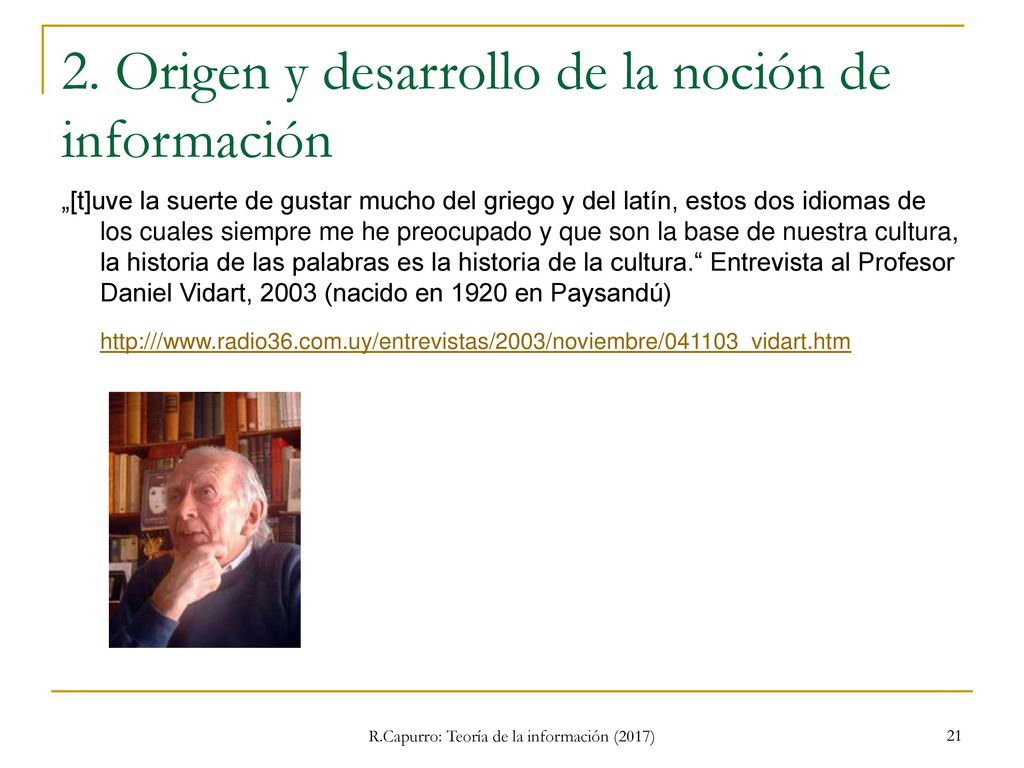 2. Origen y desarrollo de la noción de información