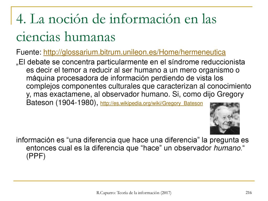 4. La noción de información en las ciencias humanas