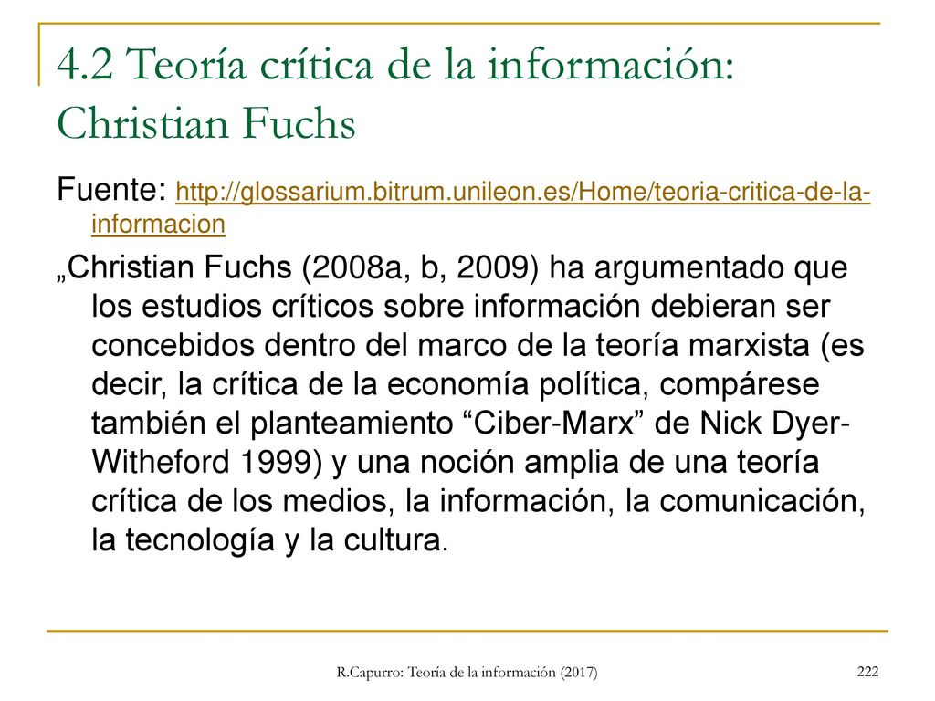 4.2 Teoría crítica de la información: Christian Fuchs
