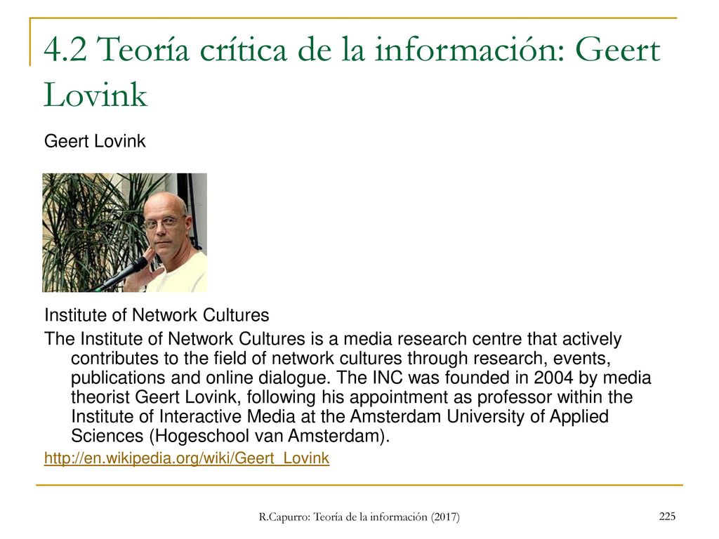 4.2 Teoría crítica de la información: Geert Lovink