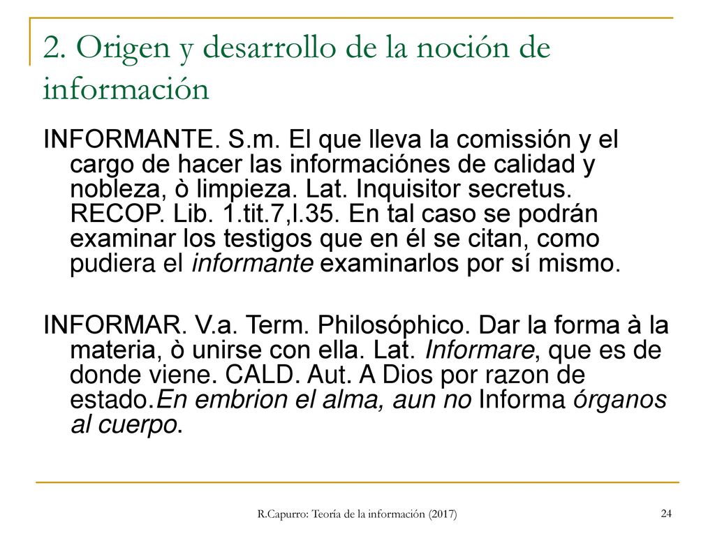 2. Origen y desarrollo de la noción de información