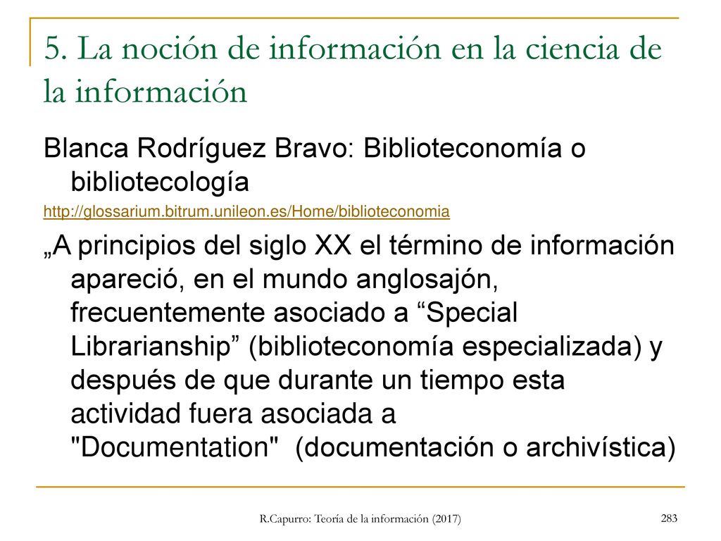 5. La noción de información en la ciencia de la información