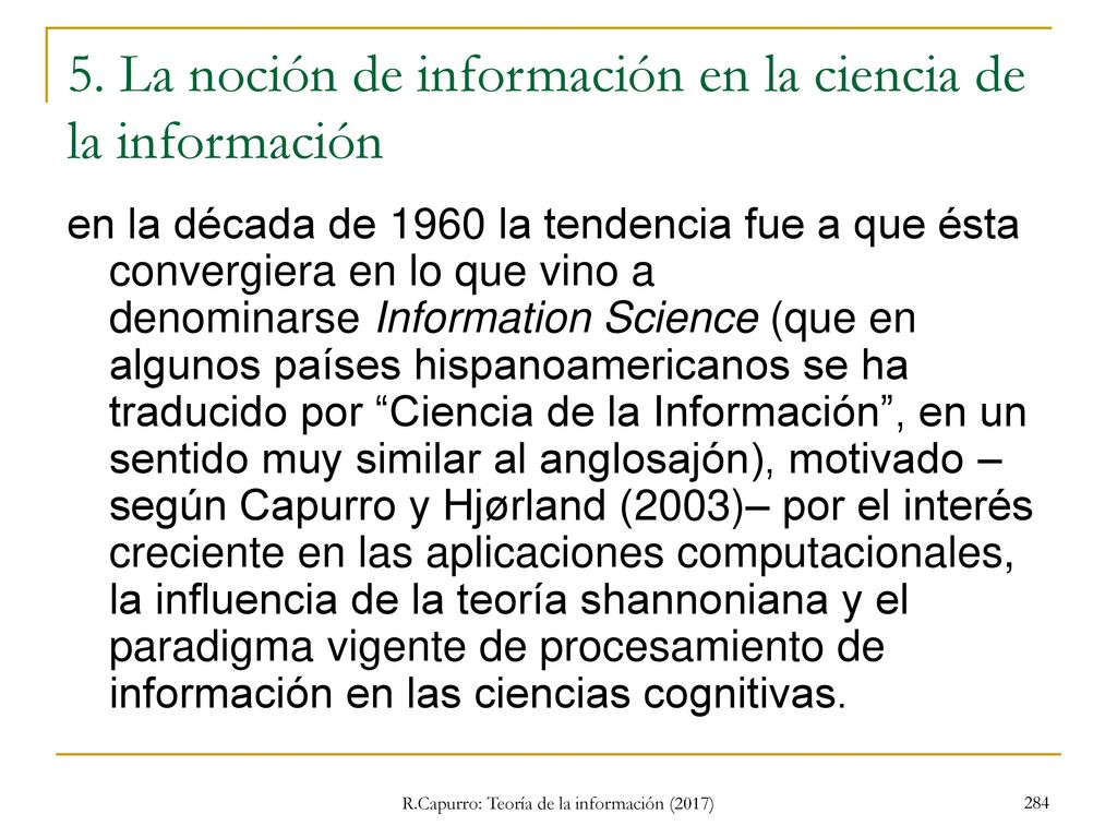5. La noción de información en la ciencia de la información