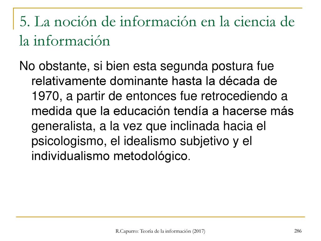 5. La noción de información en la ciencia de la información