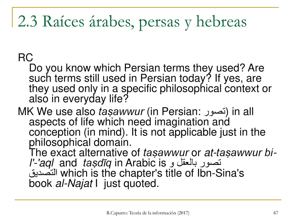 2.3 Raíces árabes, persas y hebreas