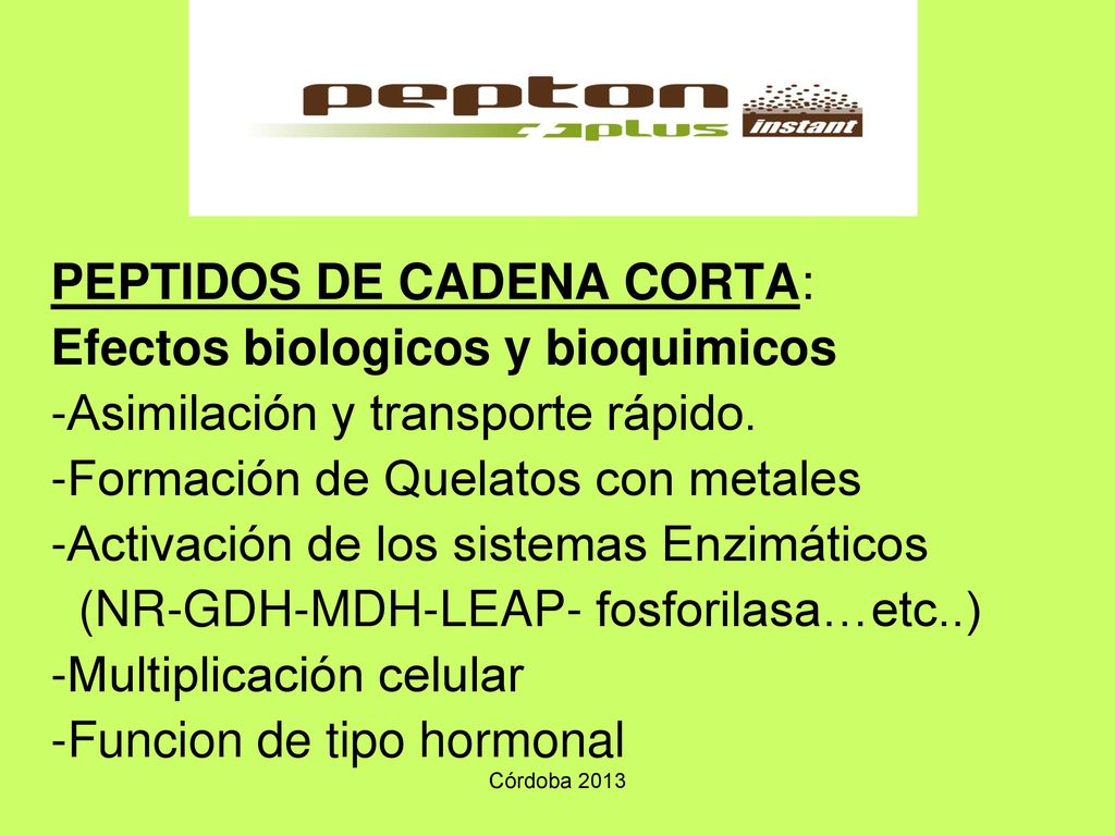 PEPTIDOS DE CADENA CORTA: Efectos biologicos y bioquimicos