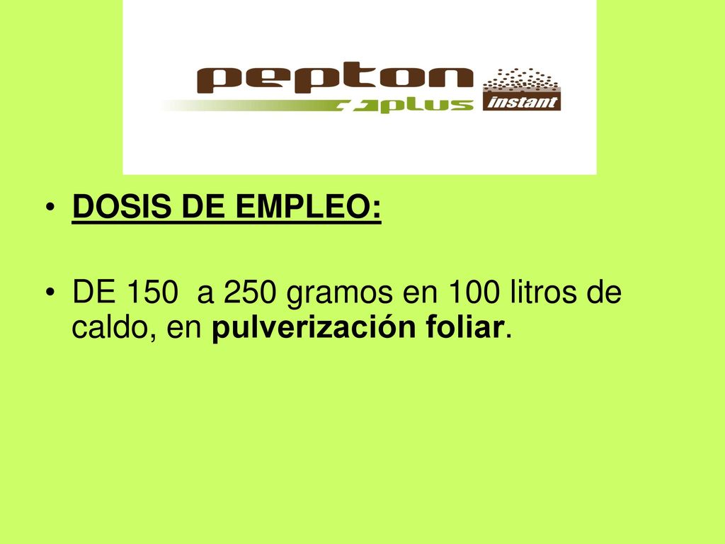 DOSIS DE EMPLEO: DE 150 a 250 gramos en 100 litros de caldo, en pulverización foliar.