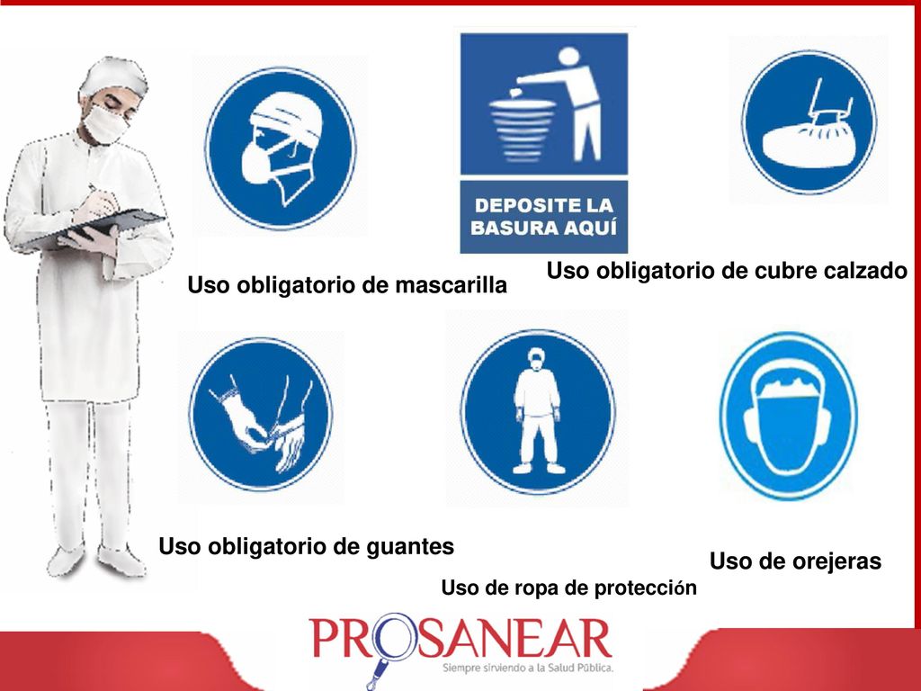 Uso obligatorio de cubre calzado Uso obligatorio de mascarilla