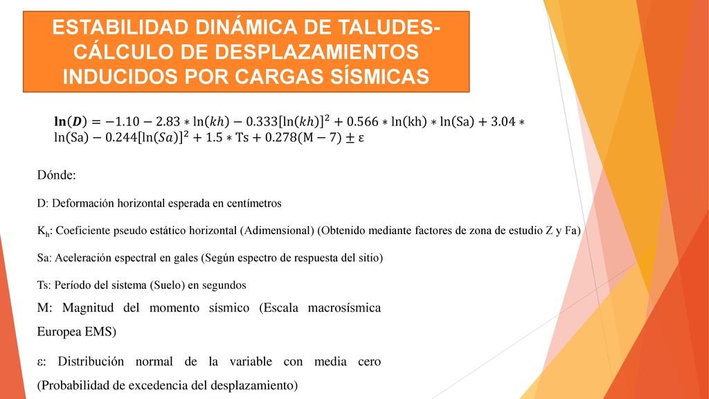 ESTABILIDAD DINÁMICA DE TALUDES-CÁLCULO DE DESPLAZAMIENTOS INDUCIDOS POR CARGAS SÍSMICAS