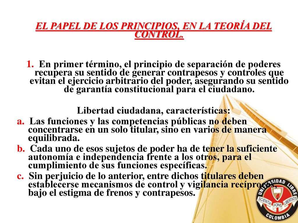 EL PAPEL DE LOS PRINCIPIOS, EN LA TEORÍA DEL CONTROL. 1