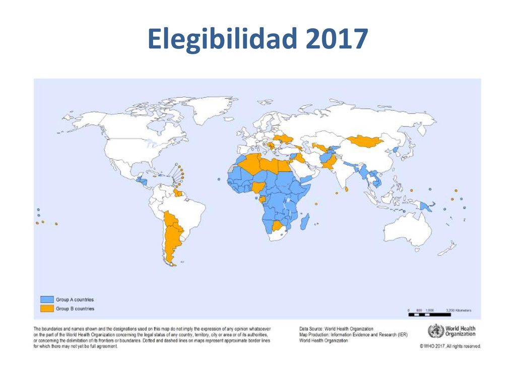 Elegibilidad 2017 En 2017 hay 117 países elegibles. Cambios en 2017: