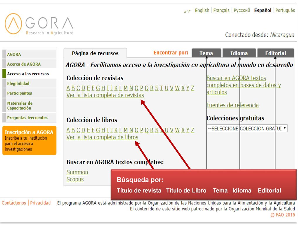 Búsqueda por: Título de revista Título de Libro Tema Idioma Editorial