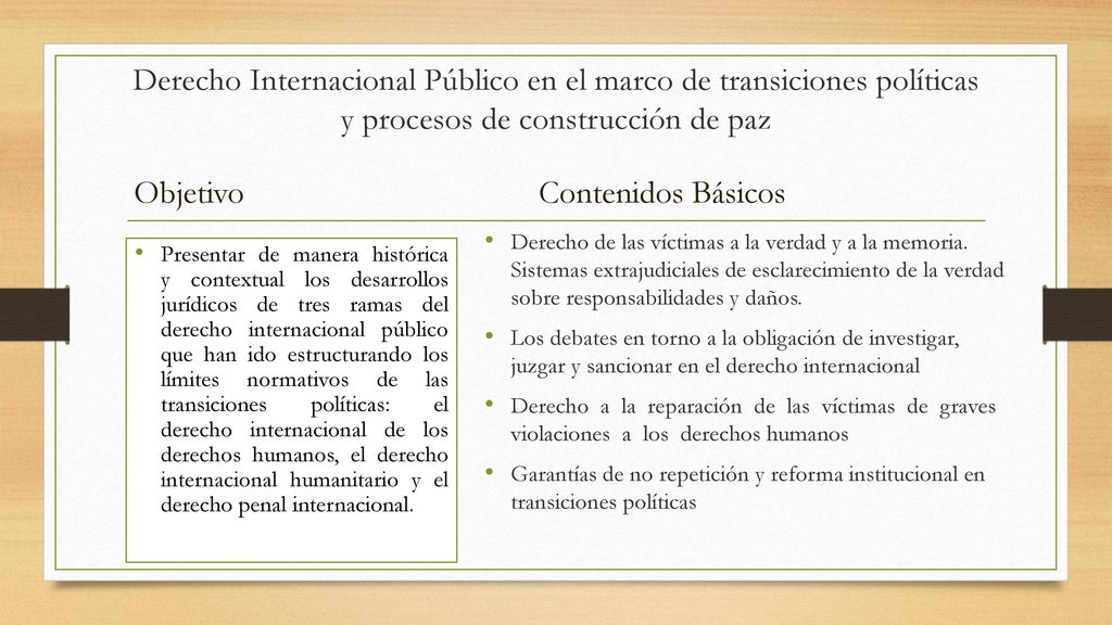 Derecho Internacional Público en el marco de transiciones políticas y procesos de construcción de paz