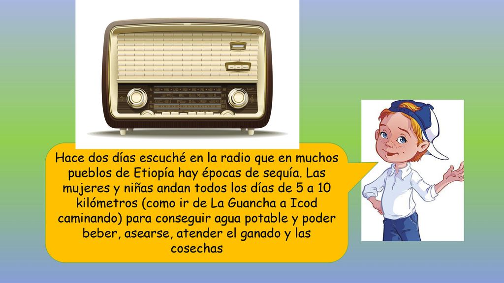 Hace dos días escuché en la radio que en muchos pueblos de Etiopía hay épocas de sequía.