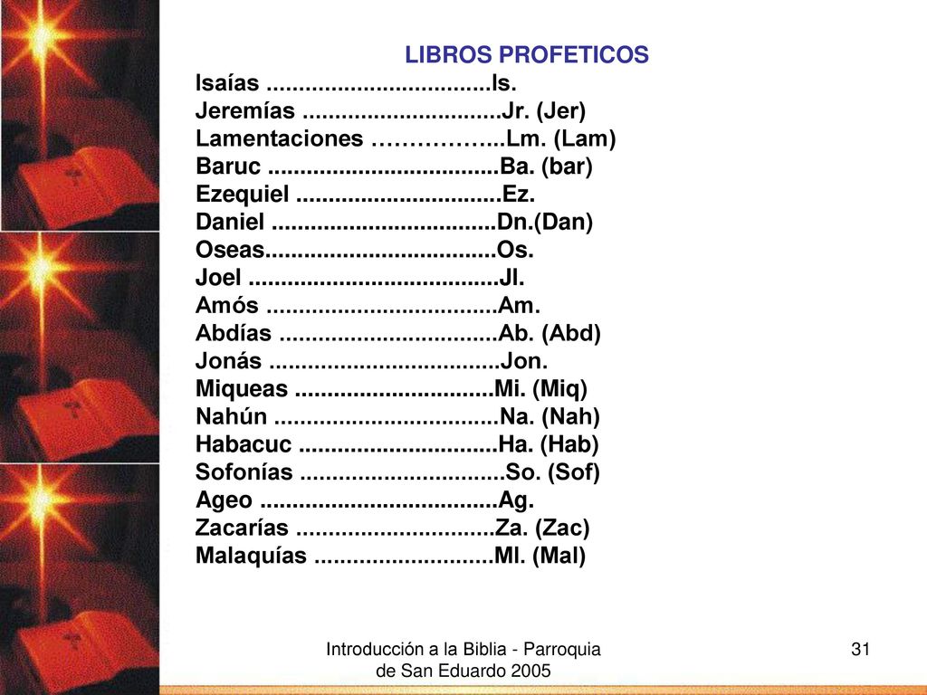 Introducción a la Biblia - Parroquia de San Eduardo 2005