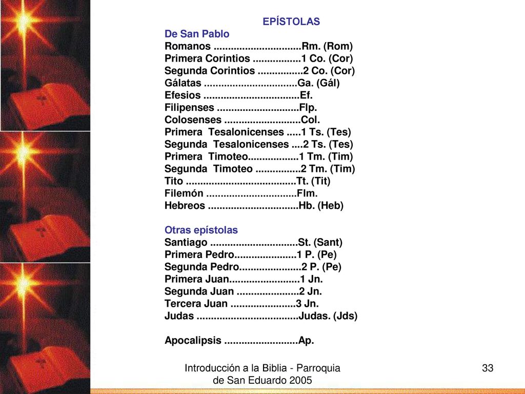 Introducción a la Biblia - Parroquia de San Eduardo 2005