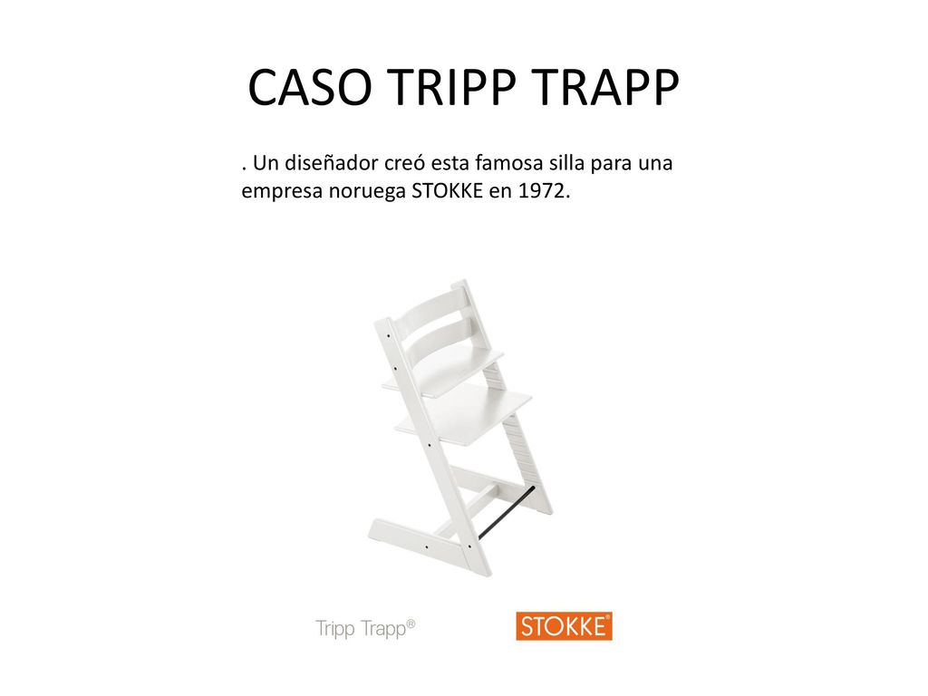 CASO TRIPP TRAPP . Un diseñador creó esta famosa silla para una empresa noruega STOKKE en 1972.