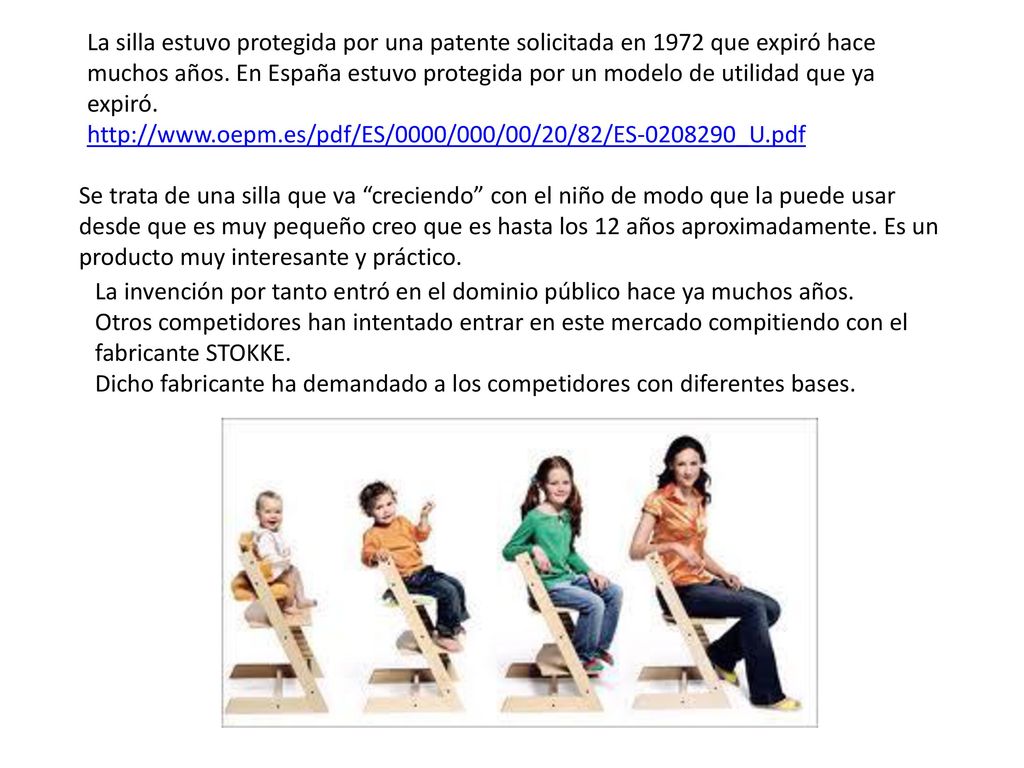 La silla estuvo protegida por una patente solicitada en 1972 que expiró hace muchos años. En España estuvo protegida por un modelo de utilidad que ya expiró.