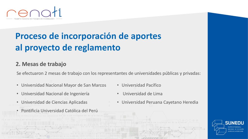 Proceso de incorporación de aportes al proyecto de reglamento