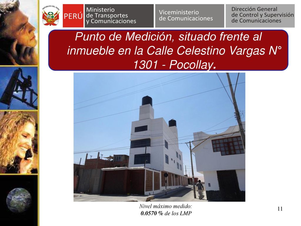 Punto de Medición, situado frente al inmueble en la Calle Celestino Vargas N° Pocollay.