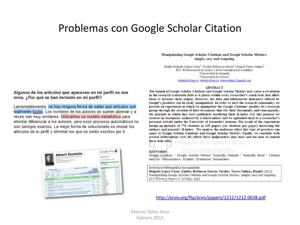 Problemas con Google Scholar Citation