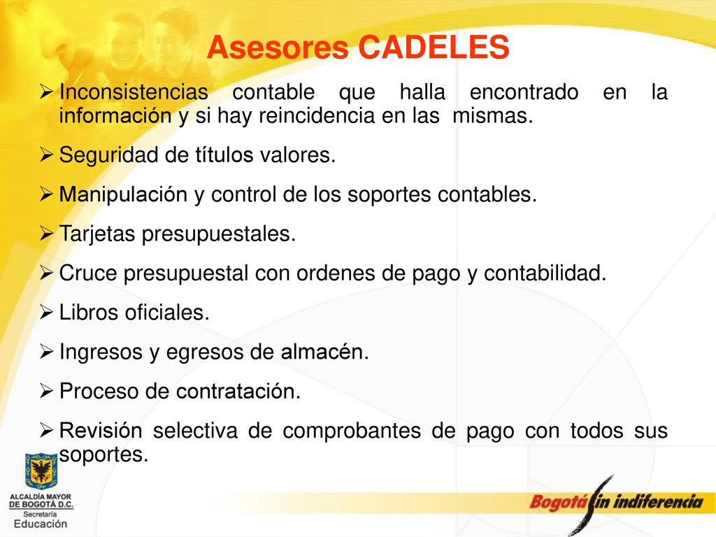 Asesores CADELES Inconsistencias contable que halla encontrado en la información y si hay reincidencia en las mismas.