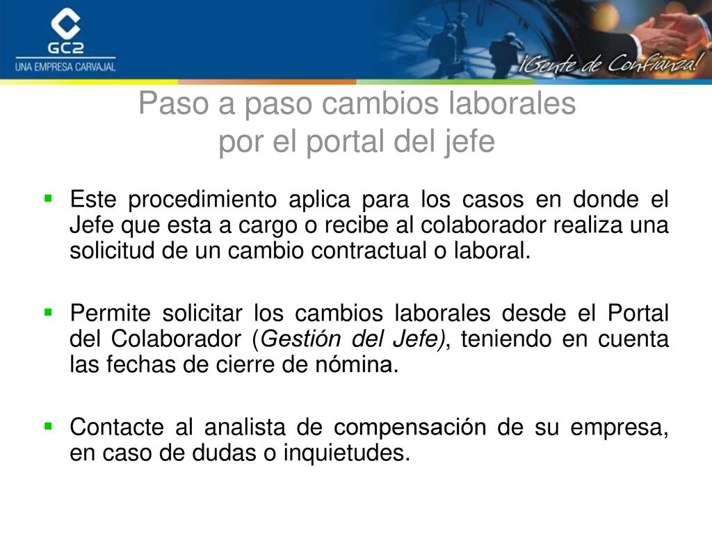 Paso a paso cambios laborales por el portal del jefe