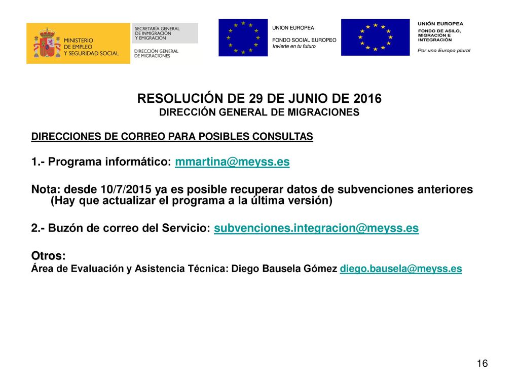 RESOLUCIÓN DE 29 DE JUNIO DE 2016 DIRECCIÓN GENERAL DE MIGRACIONES