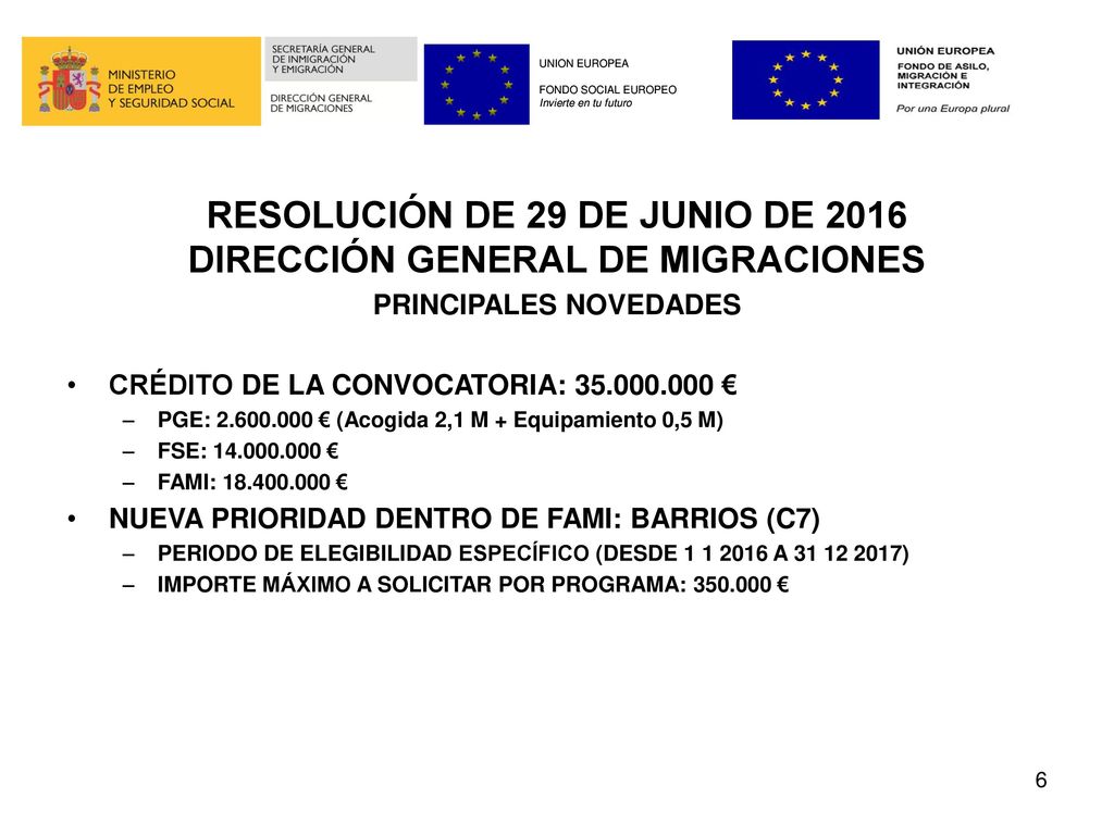 RESOLUCIÓN DE 29 DE JUNIO DE 2016 DIRECCIÓN GENERAL DE MIGRACIONES