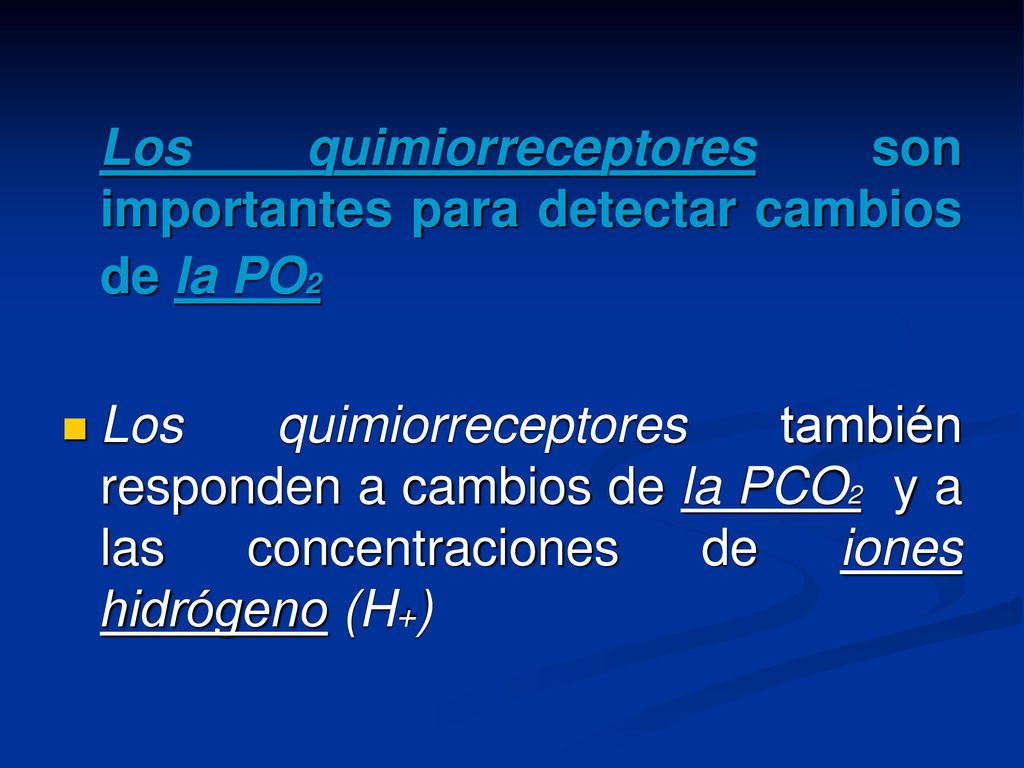 Los quimiorreceptores son importantes para detectar cambios de la PO2