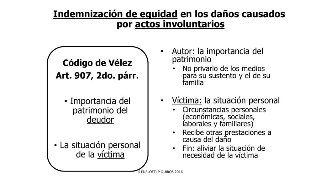 Indemnización de equidad en los daños causados por actos involuntarios