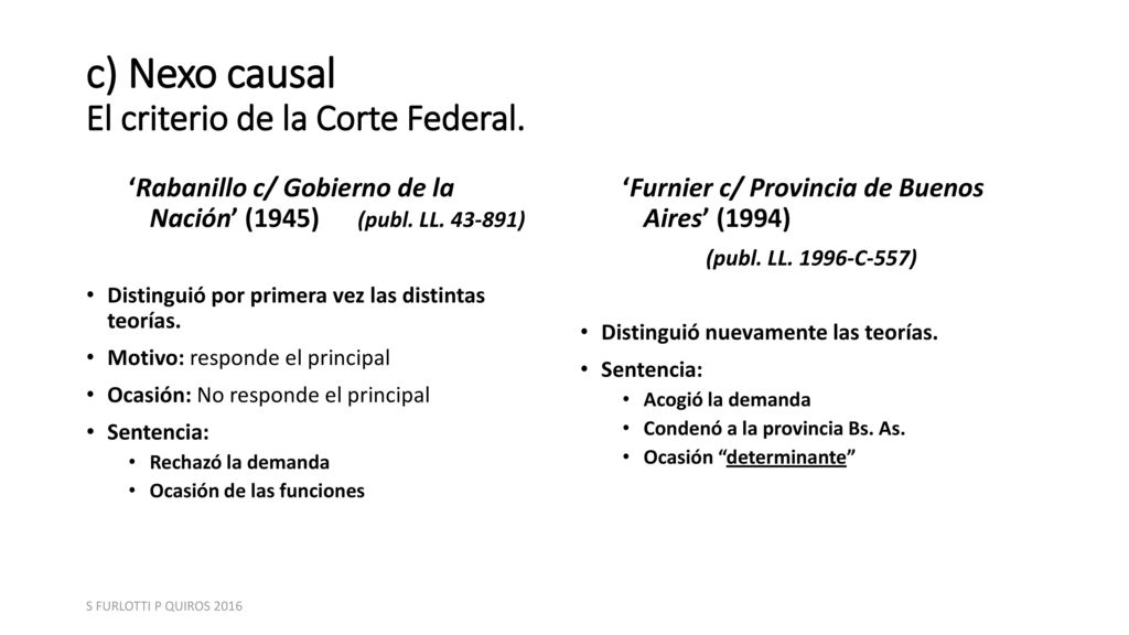 c) Nexo causal El criterio de la Corte Federal.