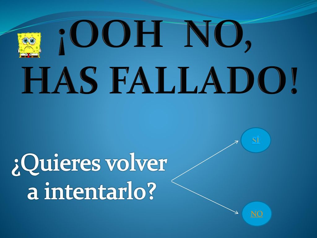 ¡OOH NO, HAS FALLADO! SÍ ¿Quieres volver a intentarlo NO